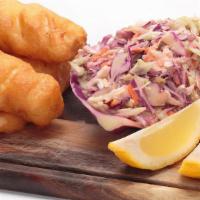 Beer Battered Fish & Chips  · Fresh cod fillets (3 or 4 pieces), beer battered with our own California
Gold and fried to a...