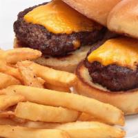 Kid'S Mini Cheese Burgers · 2 mini cheese burgers served with American cheese and choice of fries or steamed veggies.