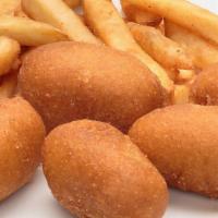 Corn Dog Nuggets · Corn Dog Nuggets. Served with your choice of seasoned French fries or steamed mixed vegetabl...