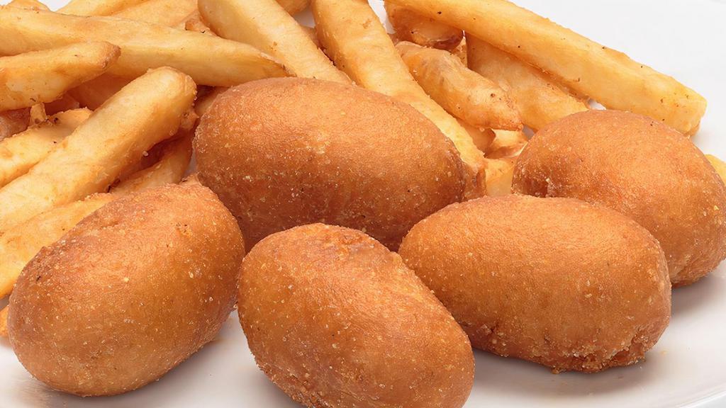 Corn Dog Nuggets · Corn Dog Nuggets. Served with your choice of seasoned French fries or steamed mixed vegetables. Ages 10 and under please.