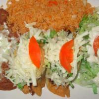 Tacos Dorado / Hard Shell Taco · Lettuce-Cheese-Tomato
Shredded Beef or Chicken