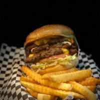Triple Cheese Burger · 3 Season Patties 1/4 lb  on toasted  bun. With mayo, mustard, and ketchup. Has veggies of le...