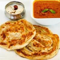 Ghee Porotta · Flour beaten multi layered soft bread grilled with Indian Ghee. Served with your choice of S...
