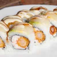 Fuji Roll · Deep-Fried Shrimp, Snow Crab Roll with Scallop, Avocado and Special Sauce