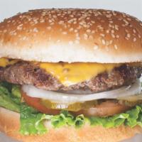 Cheeseburger · American cheese, 1000 island, lettuce, tomato, onions, pickles.