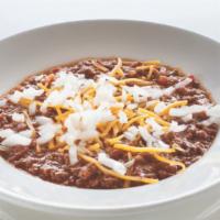 Chili Bowl · Chili topped with cheese and onions.