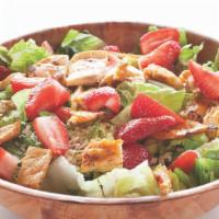 California Salad · Grilled chicken breast, lettuce, strawberries, almonds, parmesan cheese.