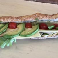 Le Veggie Sandwich · Butter, Dijon mustard, Swiss cheese, tomato, red onions, hard boiled egg, avocado, pickles, ...