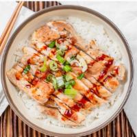 Chicken Bowl (L) · Bed of white rice with grilled teriyaki chicken. No veggies included.