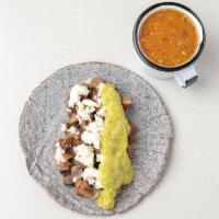 Mushroom Taco · Handmade corn tortilla, mushrooms, fresh cheese, guacamole & salsa.