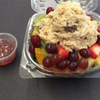Chicken Salad With Fruit · Mixed fruit topped with chicken salad & served with poppy seed dressing.