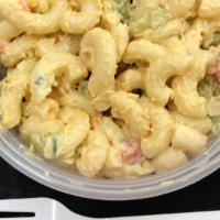 Macaroni Salad · Deli style elbow macaroni with diced green onions, bell peppers, & celery mixed with seasone...