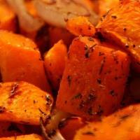 Roasted Squash (Gf) (Ve) · Butternut Squash tossed with shallots and thyme and roasted. Gluten-Free & Vegan.