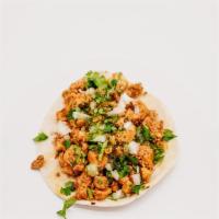 Chicken Taco · Marinated Grilled Chicken Breast, Cilantro, Onion, and Salsa verde.