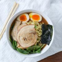 *Miso Ramen · Chashu, spinach, bamboo, green onion, nori, soft boiled egg.