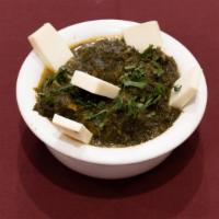 Sag Paneer · Curd cheese mixed into savory spinach.