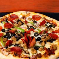 Combination · Includes pepperoni, sausage, bell peppers, onions, olives, and mushrooms.