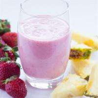 Strawberry Pineapple Smoothie · Delicious smoothie made with strawberries, pineapples, yogurt, and milk.