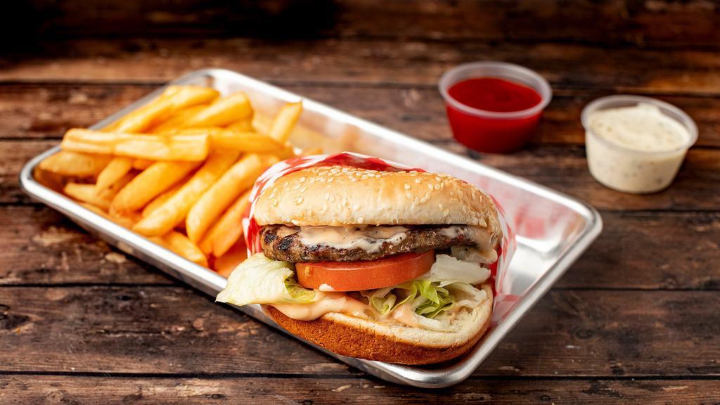Hamburger Combo · All burger combos come with your choice of side and drink!