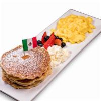 Kids Mini Pancakes · Served with a side of eggs. Served with a kids drink.