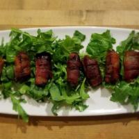 Cheap Date (Gf) · Bacon wrapped dates with arugula and mascarpone 

Gluten-free