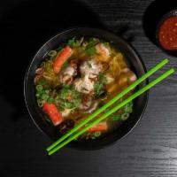 Wonton Noodle Soup · Shrimp and pork wontons served with imitation crab, shrimp and egg noodles.