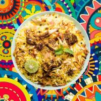 Awadhi Lamb Biryani  · Our long grain basmati rice, cooked to perfection with seasonal veggies, bone-in goat meat a...