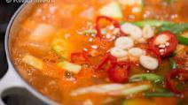 Fish Egg Stew Soup · Choice of spice level (mild, medium, spicy).