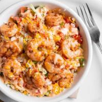Shrimp Bowl · Bowls Comes With Rice, Lettuce , Whole Beans , Corn, Cheese And Pico de Gallo And Chipotle S...