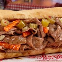 Italian Beef Sandwich · Our famous, homemade, Italian beef is slow-roasted for four hours, thinly sliced, and served...