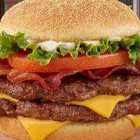 Bacon Cheeseburger · Everything includes crisp bacon, cheese, mayo, crisp lettuce, and a red ripe tomato slice on...