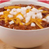Bowl Of Chili · Everything includes cheese and raw onions on homestyle chili.