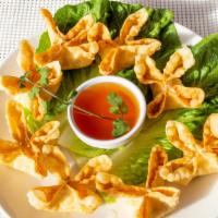 Fried Crab Cheese Wonton · Deep fried imitation crab meat and cheese wrapped in Wonton skin.