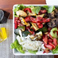 #15 Grilled Veggies Salad · Romaine lettuce, shaved Parmigiano-Reggiano, tomatoes, grilled eggplant, grilled zucchini, a...