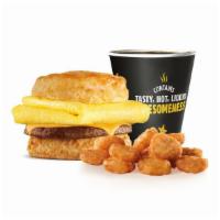 Sausage Egg Biscuit (Medium Combo) · Come with a hashbrown and medium coffee. with fries.