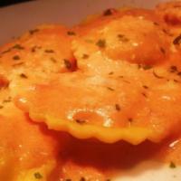 Ravioli - (Lobster) · Lobster filled topped with creamy marinara sauce.