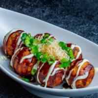 Takoyaki (6Pc) · Serves with Dried Fish, Green Onion, and Eel Sauce