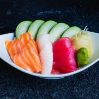 Assorted Sashimi (6Pc) · Sashimi Grade Sliced Raw Tuna (2), Salmon (2), Red Snapper (2). Serves with Wasabi, Ginger, ...