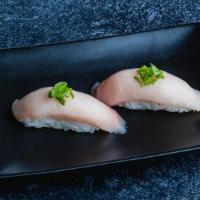 Yellowtail Sushi · Each order comes in 2 pieces. Serves with Wasabi and Ginger.