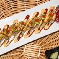 Mango Tango Roll · Spicy: Inside : Made with soy paper shrimp tempura, spicy crabmeat, cucumber and avocado. 
O...