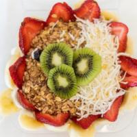 Fruit Bowl (14Oz) · mango, pineapple, green apple, papaya, strawberries, banana, kiwi, blueberries,Yogurt (choic...