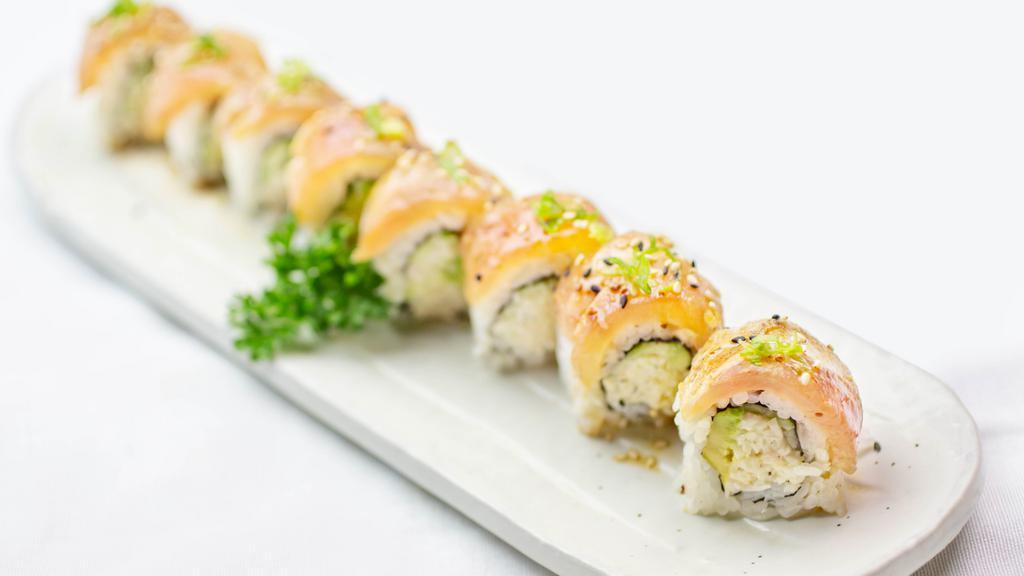 Albacore Roll · not spicy, albacore with crabmeat, cucumber, avocado with house special sauce