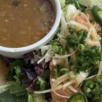 Half & Half · Choice of any half order salad and today's soup.