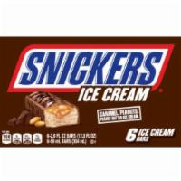 Snickers Ice Cream Bar (2Oz, 6Pk) · Contains (1) 6-count box of Snickers Ice Cream Bars. Made with creamy peanut butter ice crea...