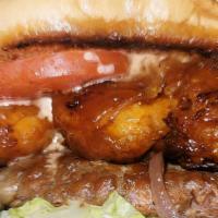 Wholly Bumboclaat Burger · Spicy. Lettuce, tomato, caramelized onions, sweet plantains, beyond patty, WMV jerk sauce, a...