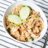 Fried Rice · With egg, green peas, onion, carrots, and green onion.