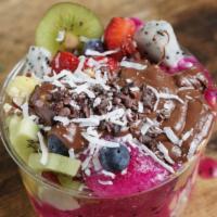 Pitaya Nutella  · Nutella, Pitaya, Granola, Banana, Berries. Plus Coconut Shreds, Cacao Nibs & Nutella