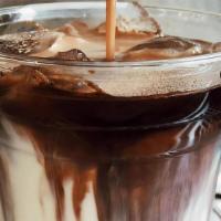 Iced Mocha Latte · Espresso + chocolate + milk + ice.