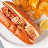 Connecticut Lobster Roll · Connecticut style with warm drawn butter on a brioche bun, served with chips