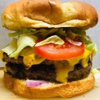 Double Omni Burger · 2 pattys, cheese, lettuce, tomato, onions, pickles, thousand island